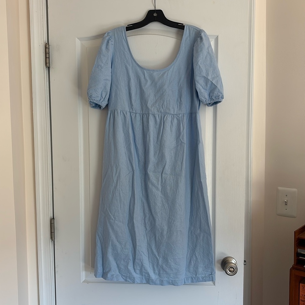 Maternity Light Blue Puff Sleeve Dress